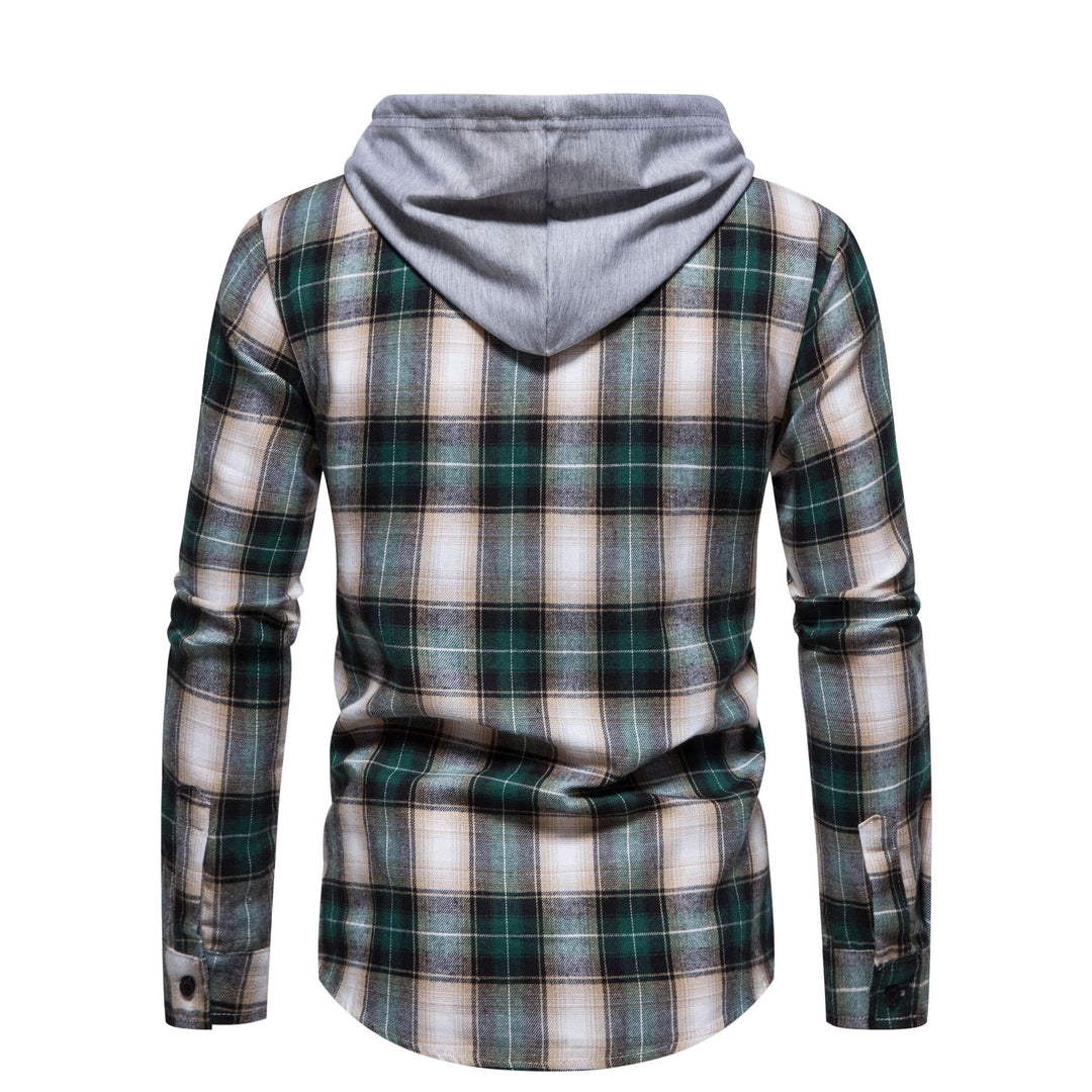 Herren Flanellhemd mit abnehmbarer Kapuze und modernem Karomuster Aliams