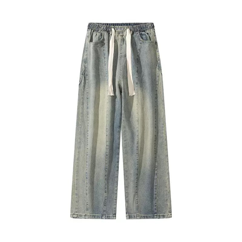 Herren weite Denim-Hose im urbanen Stil mit lässigem Schnitt und bequemem Gummizug Aliams