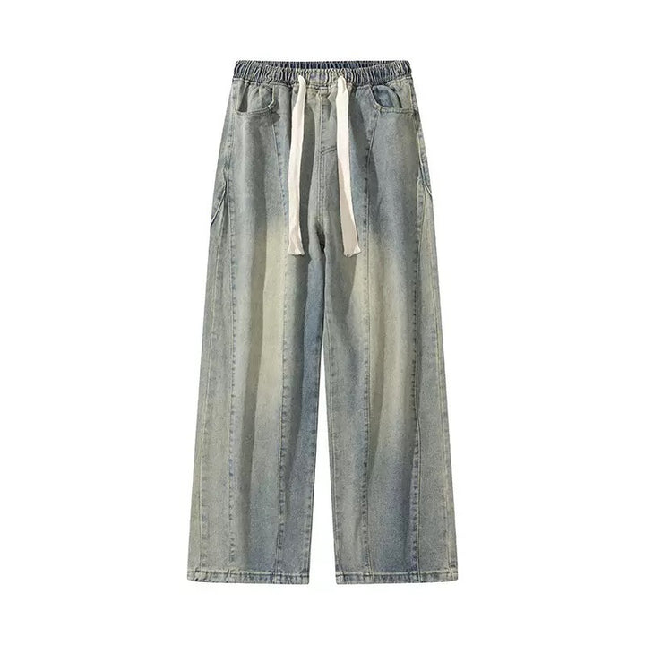 Herren weite Denim-Hose im urbanen Stil mit lässigem Schnitt und bequemem Gummizug Aliams