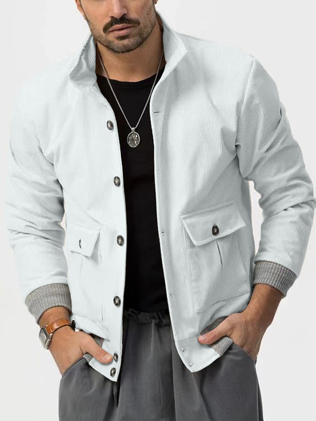 Herren Cordjacke mit lässigem Schnitt und praktischen Taschen Aliams
