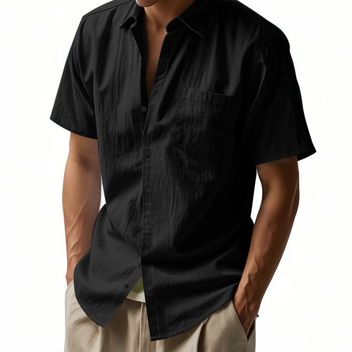 Herren Kurzarm-Hemd mit strukturiertem Design und praktischer Brusttasche Aliams