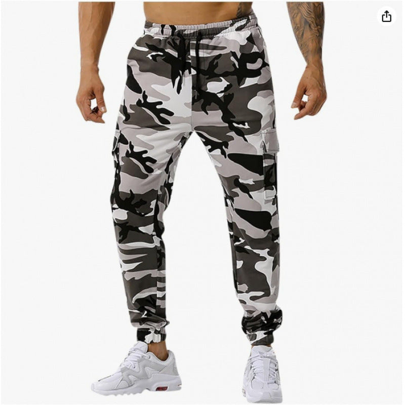 Herren Camouflage Cargo-Hose mit praktischen Seitentaschen und verstellbarem Bund Aliams