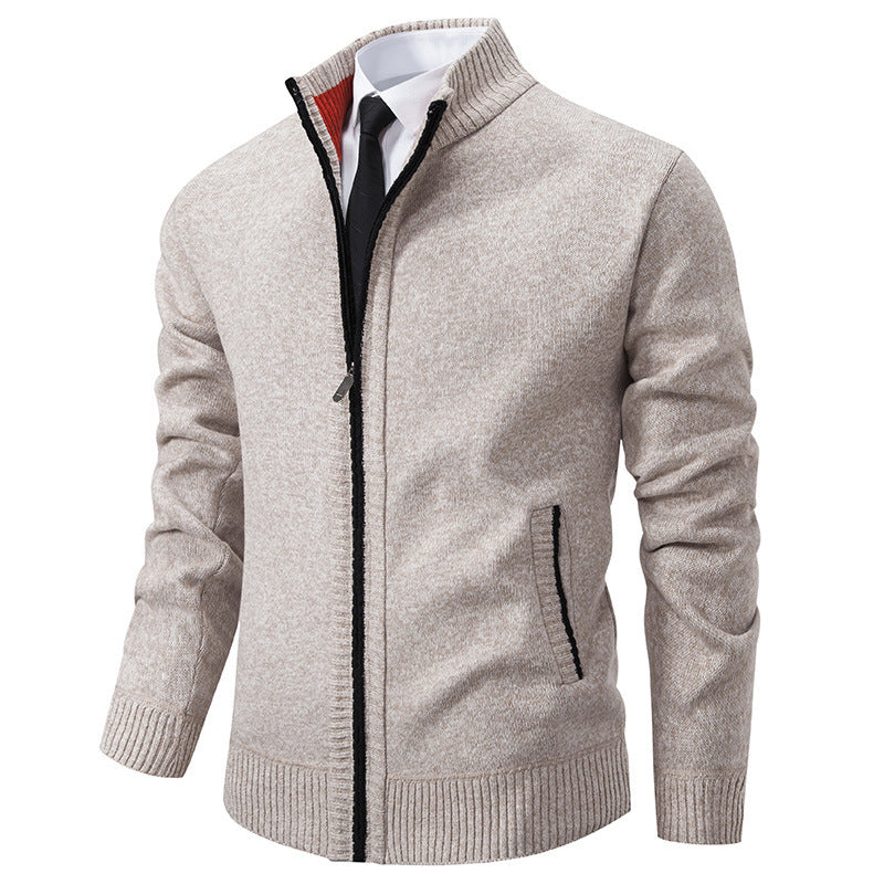 Herren sportliche Strickjacke mit Stehkragen und Reißverschluss Aliams