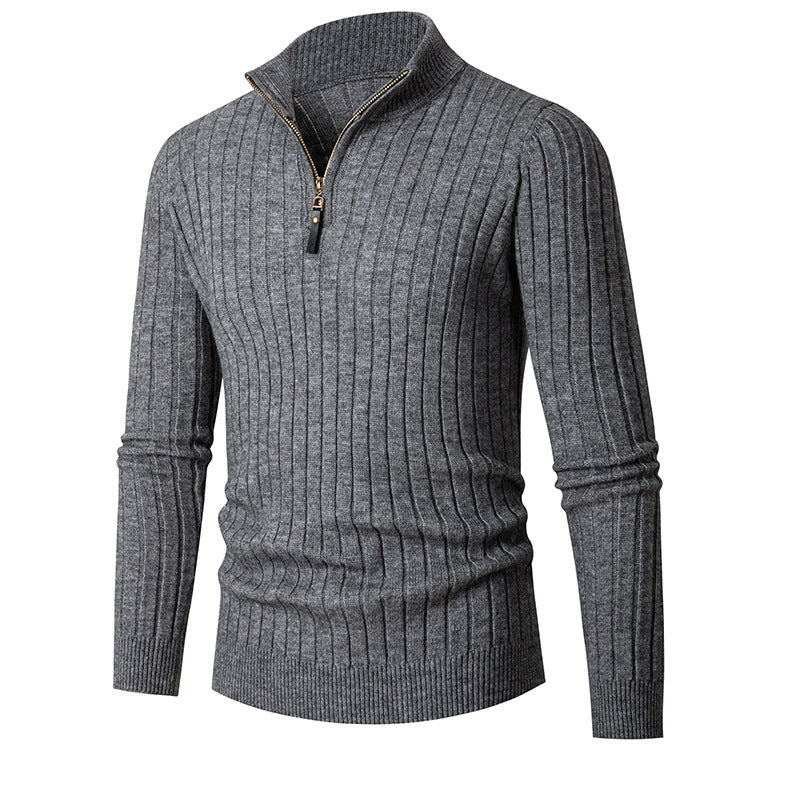 Herren Strickpullover mit hohem Kragen und Reißverschluss Aliams