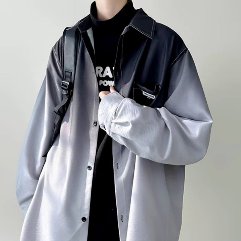 Herren Hemdjacke mit modernem Farbverlauf und praktischer Brusttasche Aliams