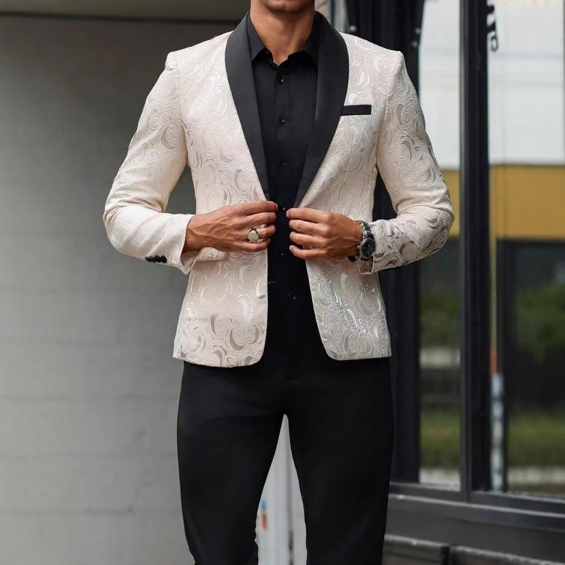 Herren Extravaganter Smoking-Blazer mit filigranem Muster Aliams