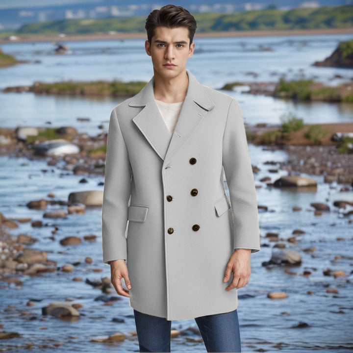 Herren eleganter Doppelt-geknöpfter Wollmantel Aliams