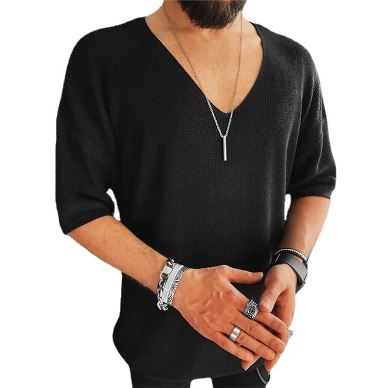 Herren Übergröße V-Ausschnitt Pullover Aliams