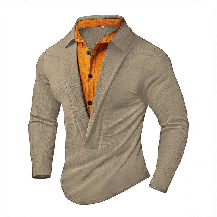 Herren Elegantes Langarmhemd mit modernem Kragen und texturiertem Design Aliams