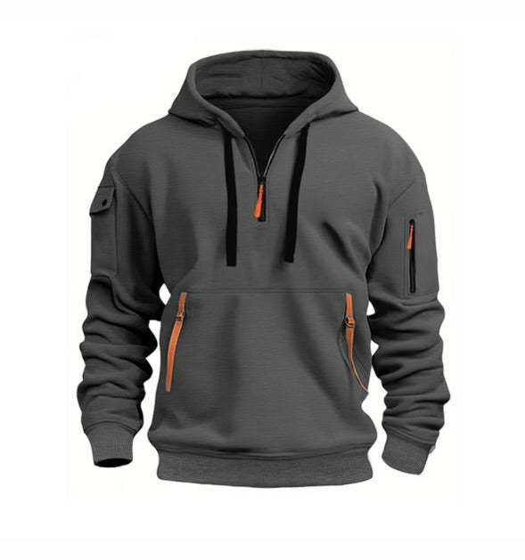 Herren funktionaler Kapuzenpullover mit innovativem Reißverschluss und praktischen Taschen Aliams