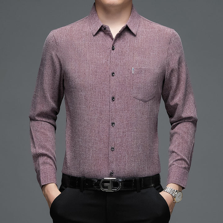 Herren elegantes Langarm-Hemd mit feinem Strukturdesign Aliams