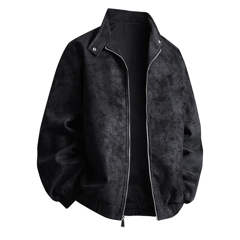 Herren stylische Kunstlederjacke im modernen Design und elastischen Bündchen Aliams