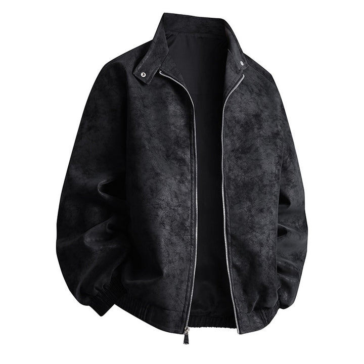 Herren stylische Kunstlederjacke im modernen Design und elastischen Bündchen Aliams