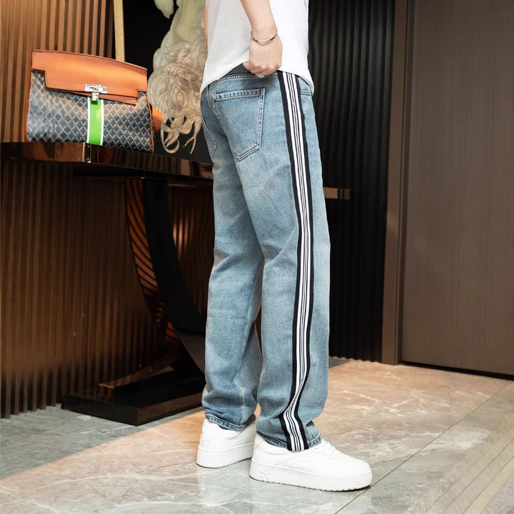 Herren Relaxed Fit Jeans mit kontrastierenden Seitenstreifen und hohem Tragekomfort Aliams