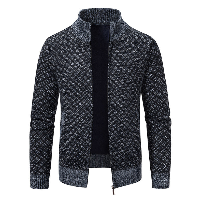 Herren Strickjacke mit modernem Zipper und hochwertigem Muster Aliams