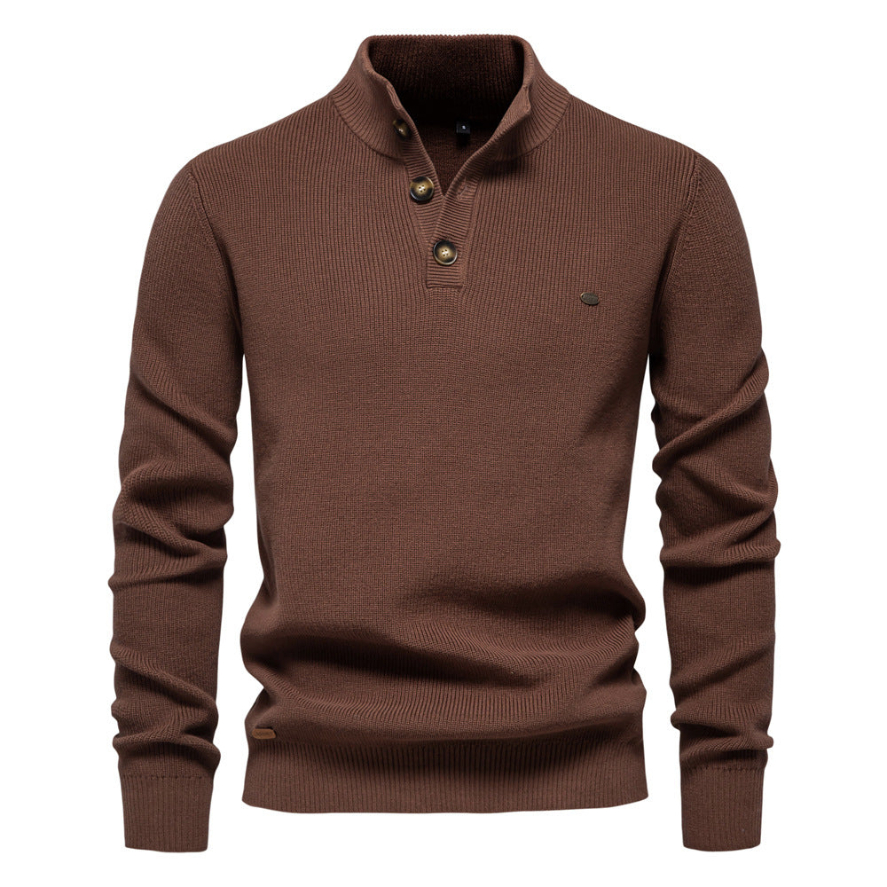 Herren Pullover mit Knopfleiste und strukturiertem Muster Aliams