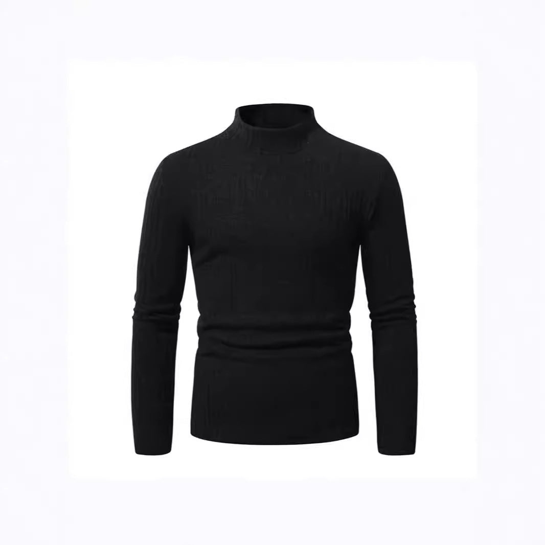Herren eleganter Rollkragenpullover mit vertikalem Rippstrickdesign Aliams