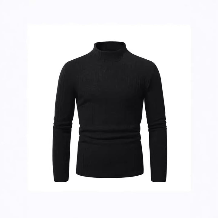 Herren eleganter Rollkragenpullover mit vertikalem Rippstrickdesign Aliams