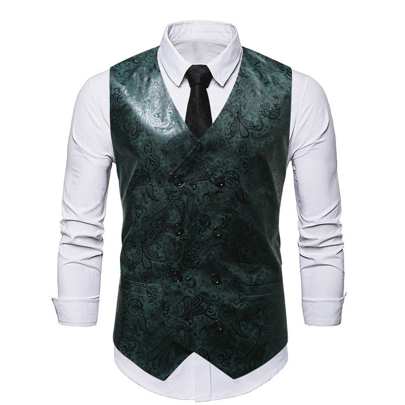 Herren elegante Weste mit floralem Muster und doppelter Knopfreihe Aliams