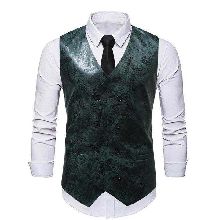Herren elegante Weste mit floralem Muster und doppelter Knopfreihe Aliams