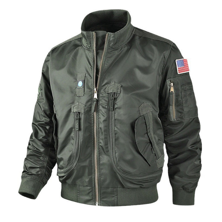 Herren Camouflage-Bomberjacke mit hochdichtem Material und vielseitigen Taschen Aliams