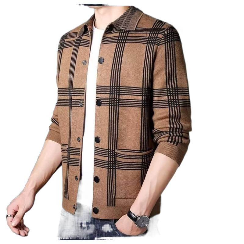 Herren Karierte Strickjacke mit modernem Schnitt Aliams