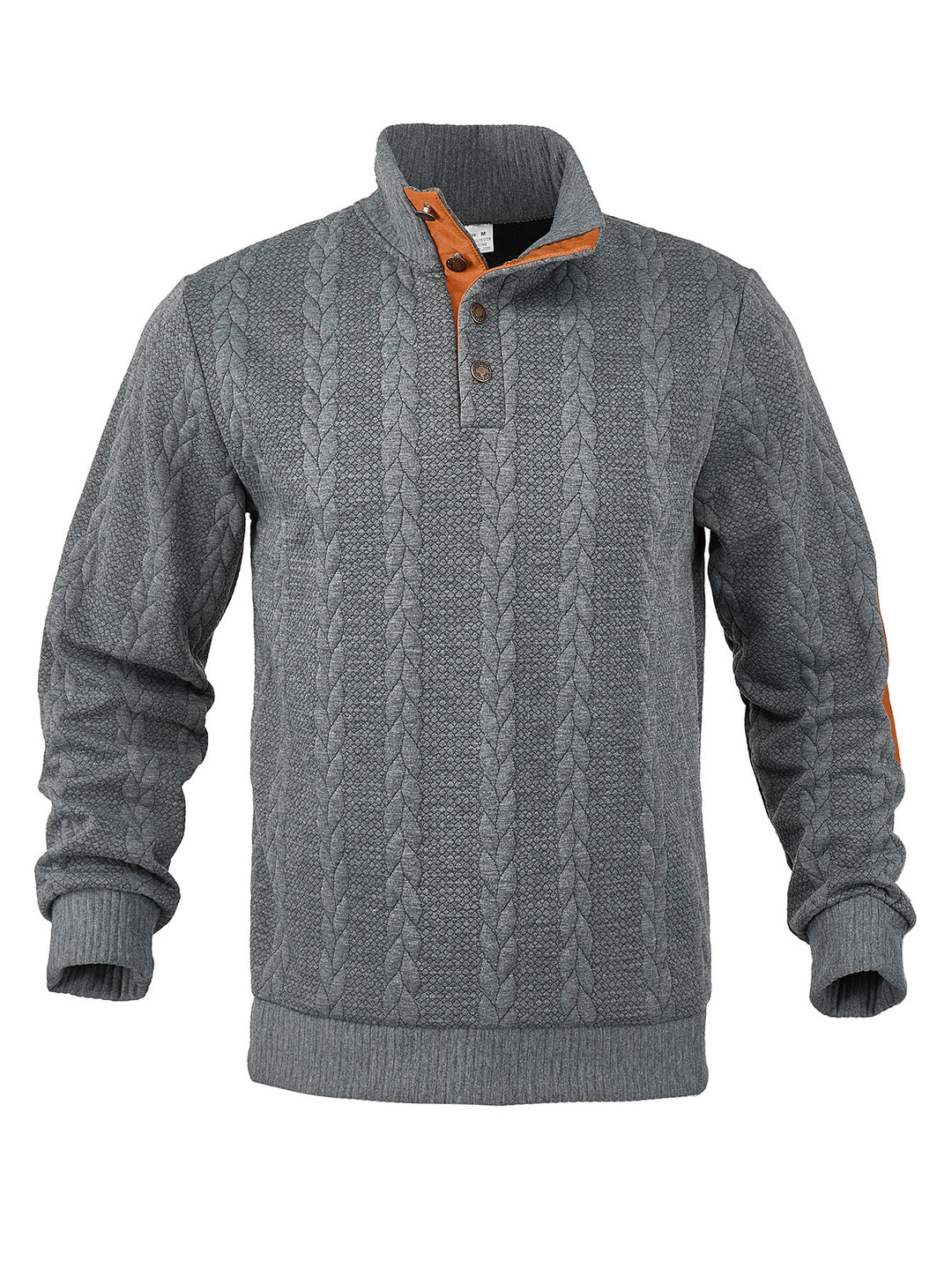 Herren Fleece-Pullover mit strukturiertem Zopfmuster und modernem Stehkragen Aliams