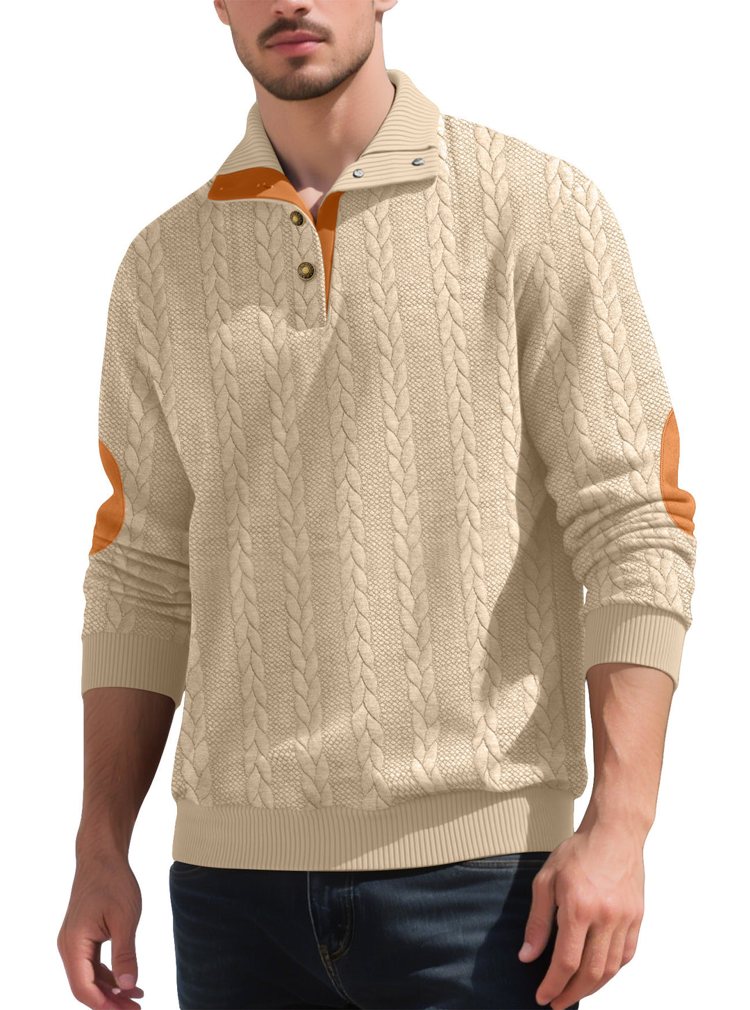 Herren hochwertiger Strickpullover mit modernen Kontrastdetails Aliams