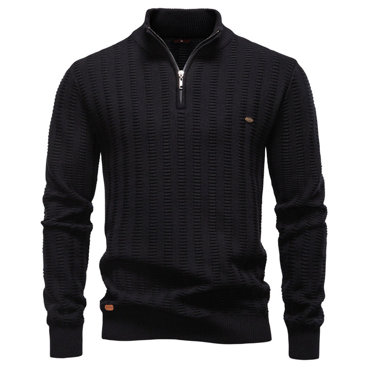 Herren Pullover mit strukturiertem Design und halbem Reißverschluss Aliams