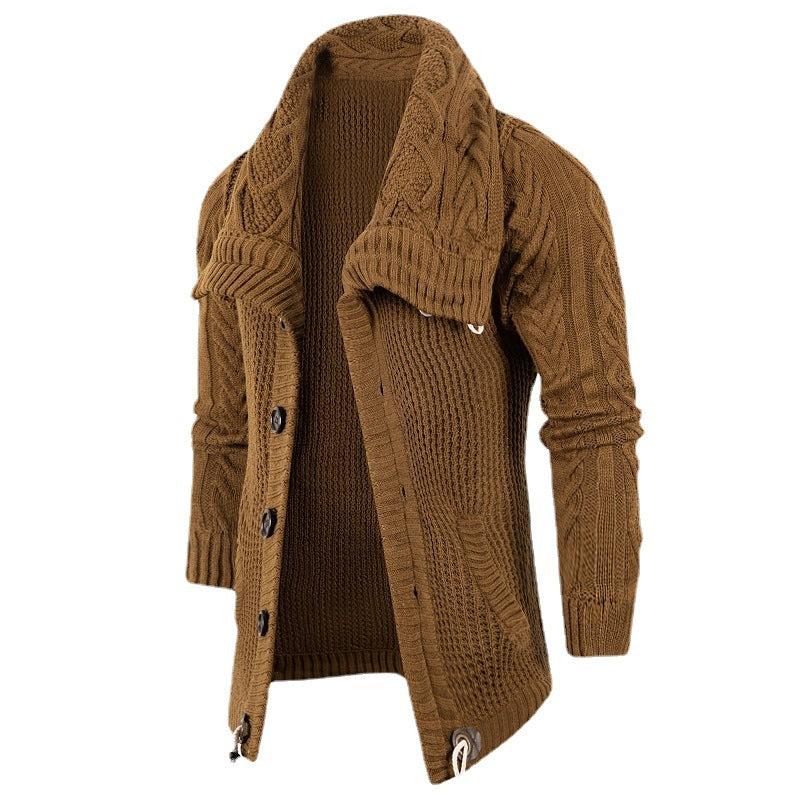 Herren Grobstrick Strickjacke mit umschlagbarem Halsausschnitt Aliams