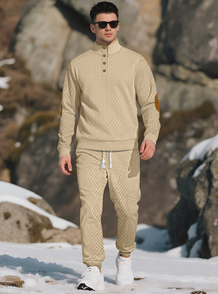 Herren Bequemer Strickpullover mit Stehkragen und modischen Knöpfen Aliams