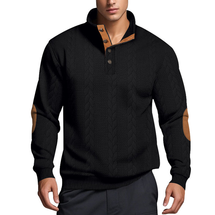 Herren Strickpullover mit hohem Kragen und strukturiertem Muster Aliams
