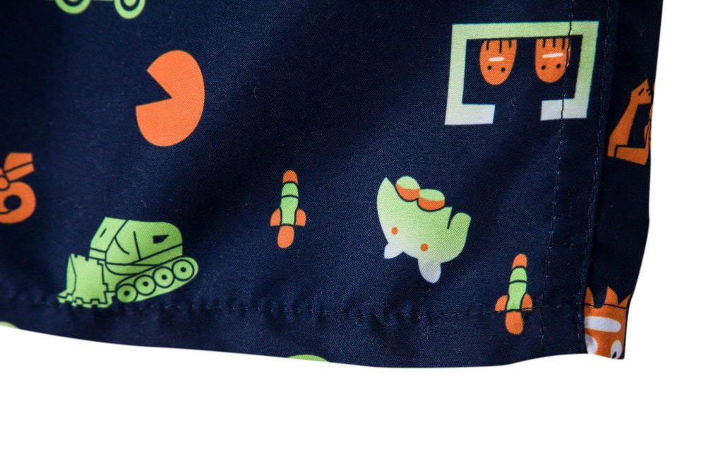 Herren Badeshorts im verspielten Grafikdesign mit elastischem Bund und Reißverschluss Aliams