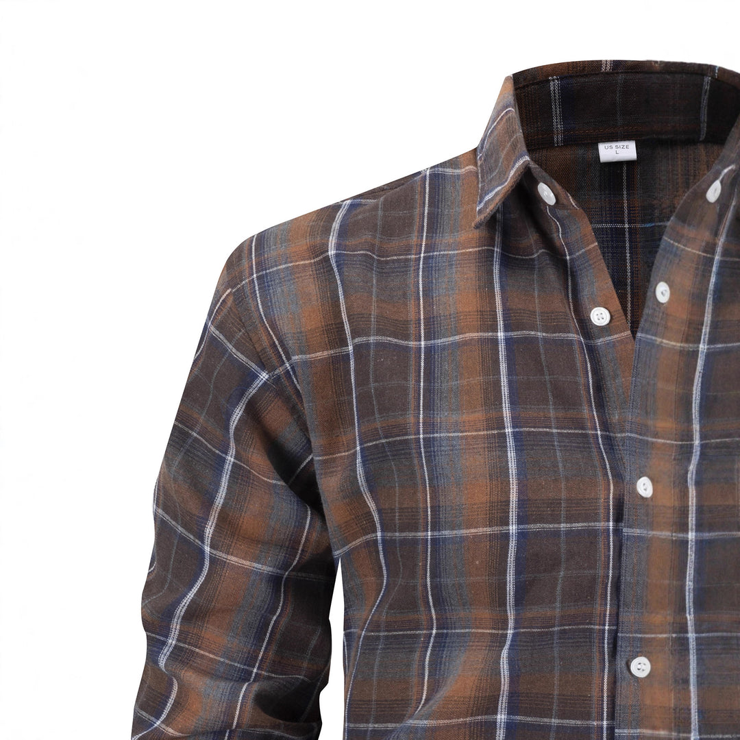 Herren kariertes Langarmhemd mit modernem Schnitt Aliams