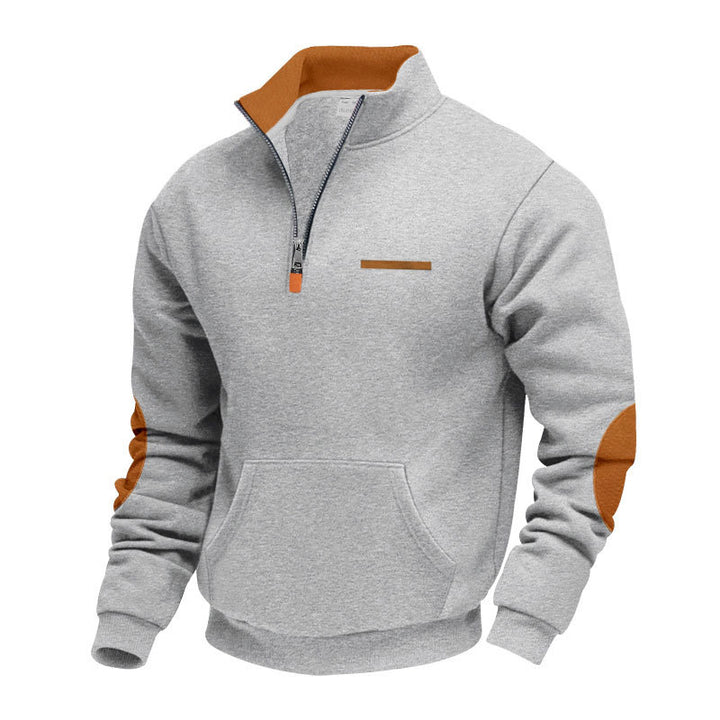 Herren Kapuzenpullover mit halbem Reißverschluss und farblichen Akzenten Aliams
