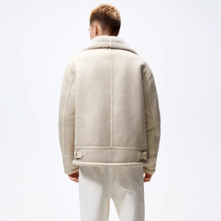 Herren kultige Bikerjacke mit weichem Futter und dreifach verstellbarem Kragen Hedi-Mode