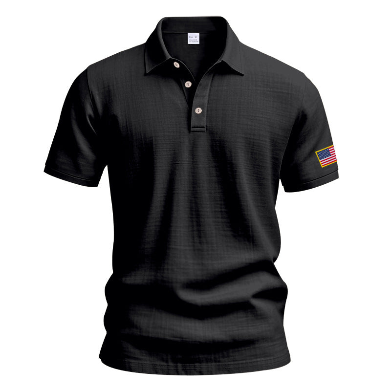 Herren Poloshirt mit modischem USA-Flaggenmotiv und strukturiertem Design Aliams