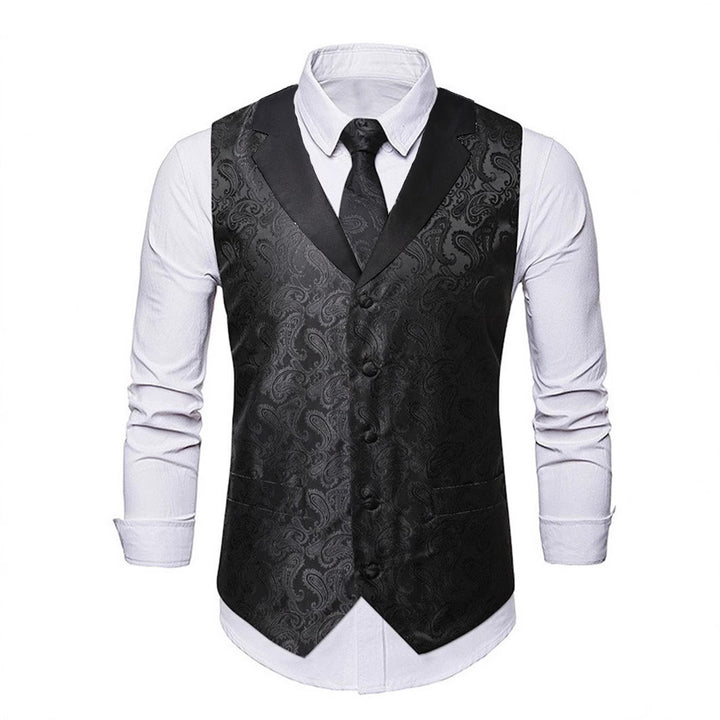 Herren elegante Satin-Weste mit Paisleymuster Aliams