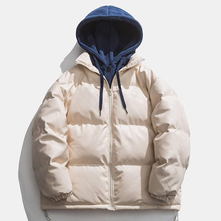 Herren hochwertige gesteppte Daunenjacke mit abnehmbarer Kapuze Aliams