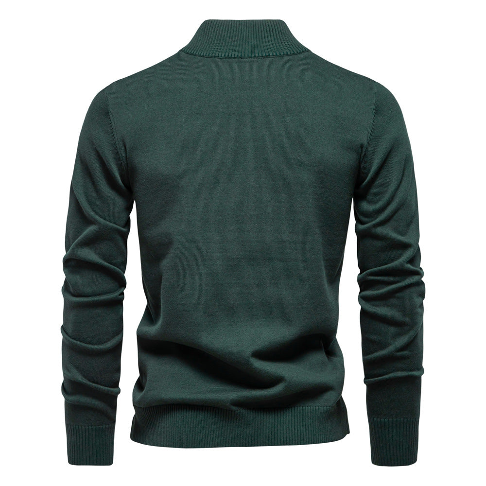 Herren Pullover mit kurzem Reißverschluss und modischem Stehkragen Aliams