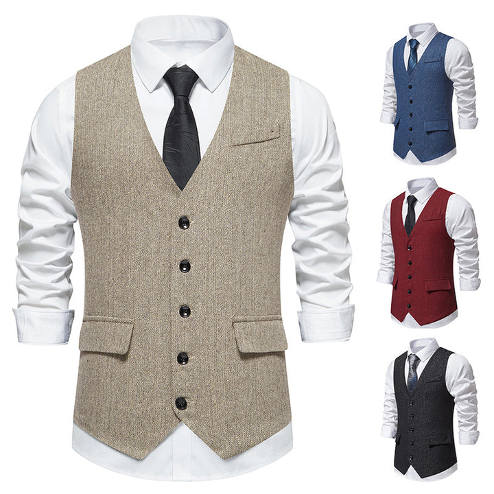 Herren elegante Anzugweste mit feinem modernen Design und praktischen Taschen Aliams