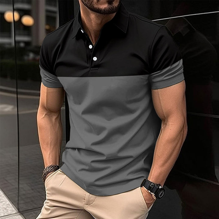 Herren sportliches Kurzarm-Polo mit modernem Farbblockdesign Aliams