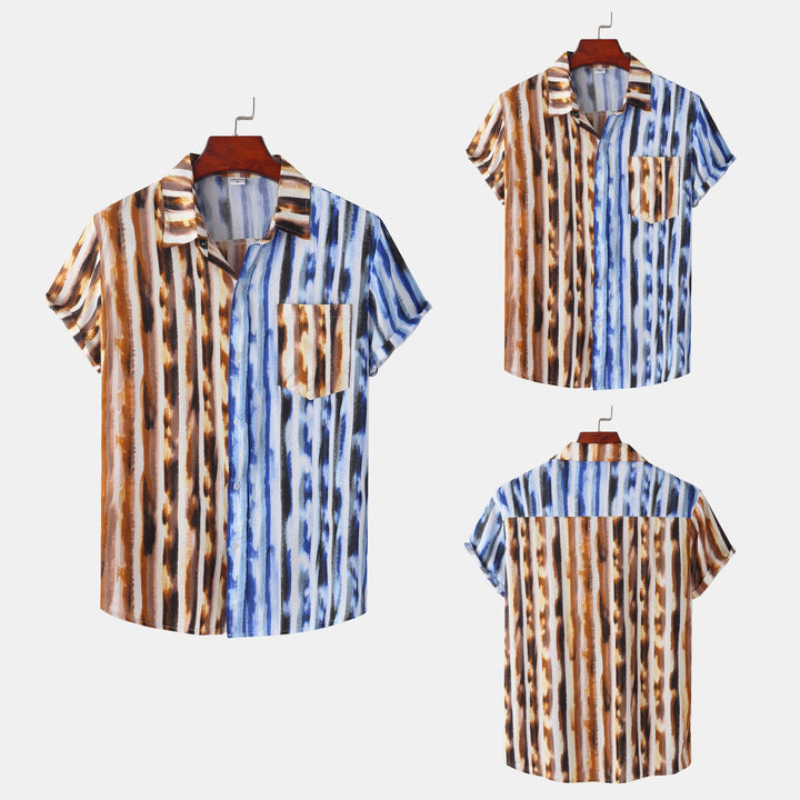 Herren Kurzarmhemd mit auffälligem Streifenmuster Aliams