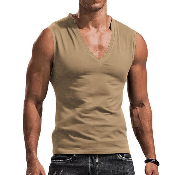 Herren Ärmelloses Fitness-T-Shirt mit V-Ausschnitt aus atmungsaktivem Material Aliams