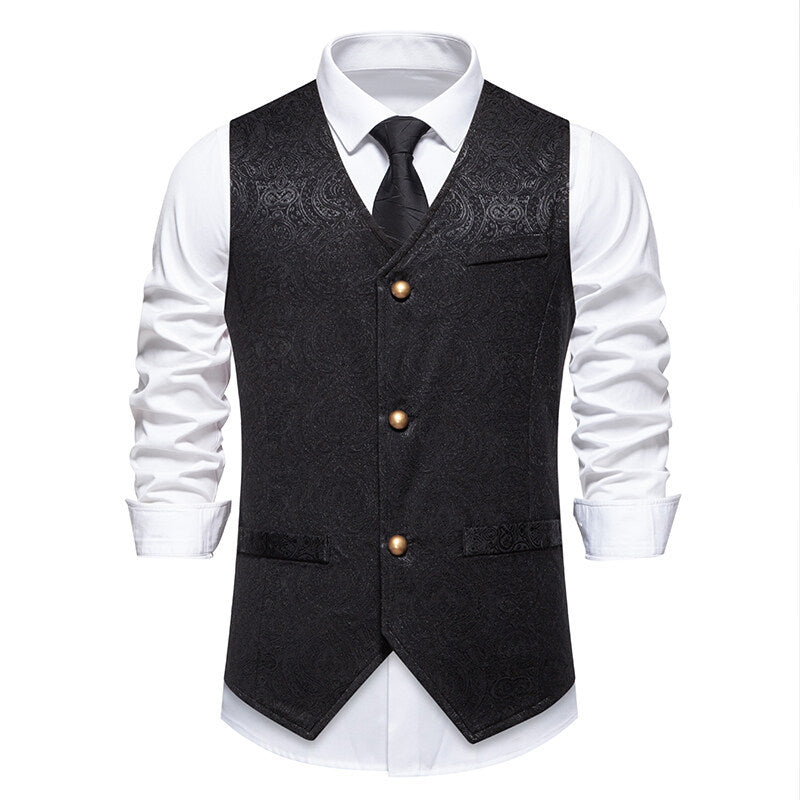 Herren elegante Anzugweste mit kunstvollem Muster und praktischen Taschen Aliams