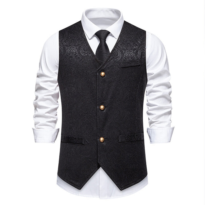 Herren elegante Anzugweste mit kunstvollem Muster und praktischen Taschen Aliams