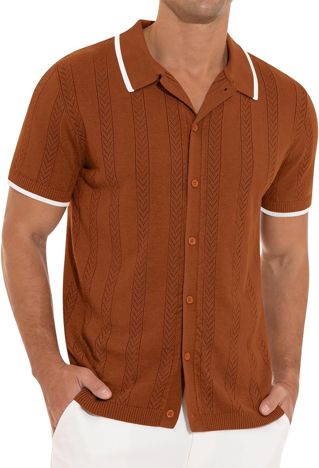 Herren feines Strickhemd mit strukturiertem Muster Aliams