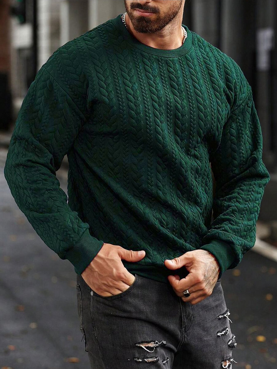 Herren Strickpullover mit strukturiertem Muster Aliams