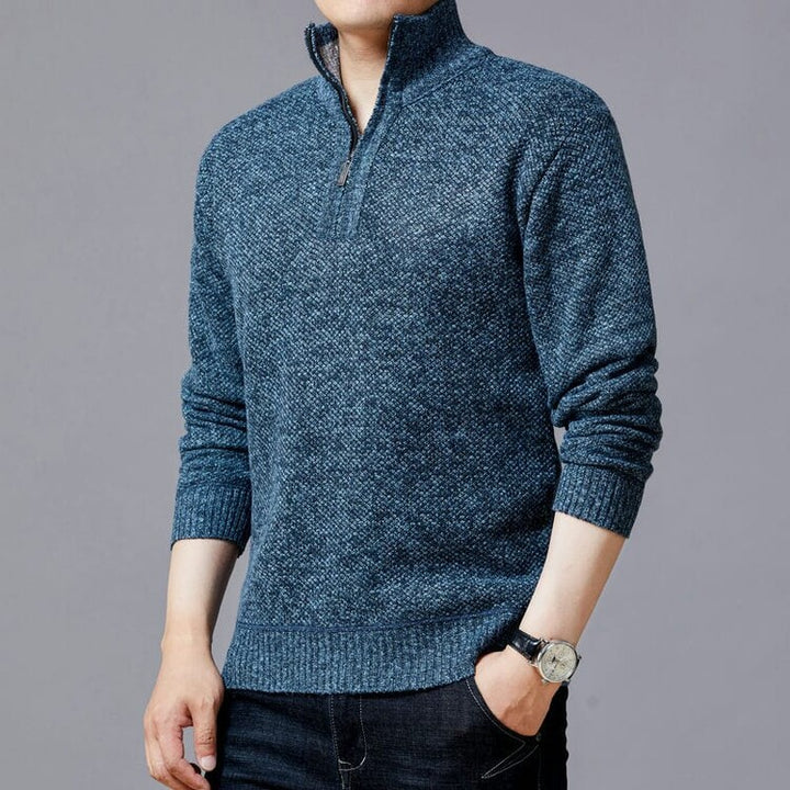 Herren Strickpullover mit modernem Stehkragen und strukturierter Oberfläche Aliams