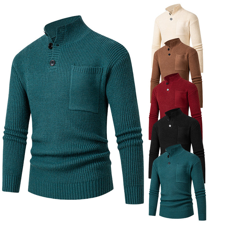 Herren Hochwertiger Pullover mit Modalmuster und Brusttasche Aliams